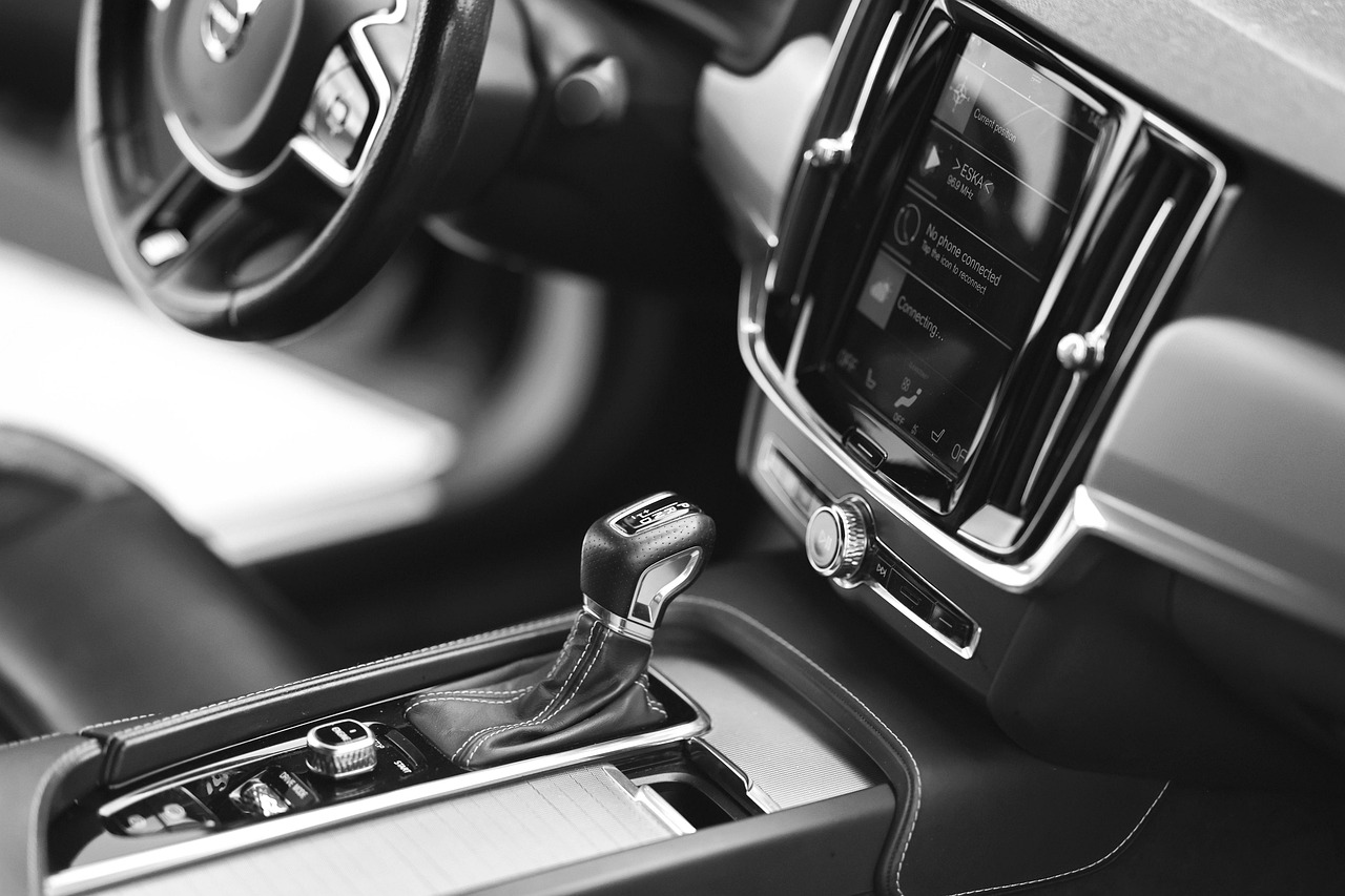 car, automotive, interior, console, dash, center, shift, car wallpapers, lever, black and white